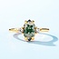 Hexagon Cut Moss Agate Cocktail Ring in Gold