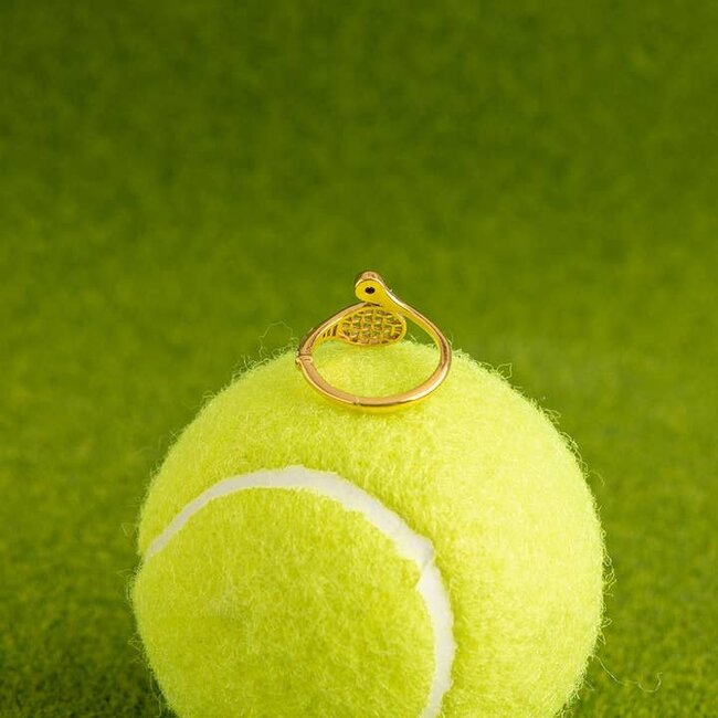 Adjustable Cubic Zirconia Tennis Racket Ring
