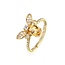 Adjustable Gold Citrine Bee Ring