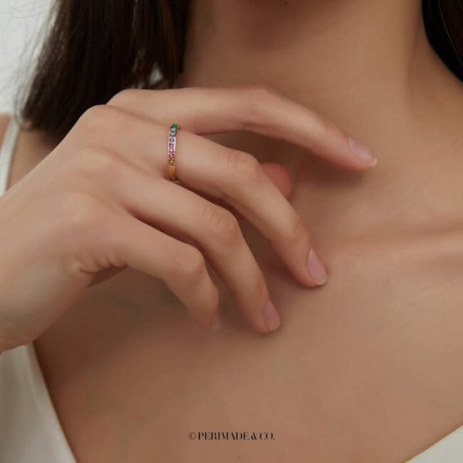 Rainbow Gemstone Ring in Gold