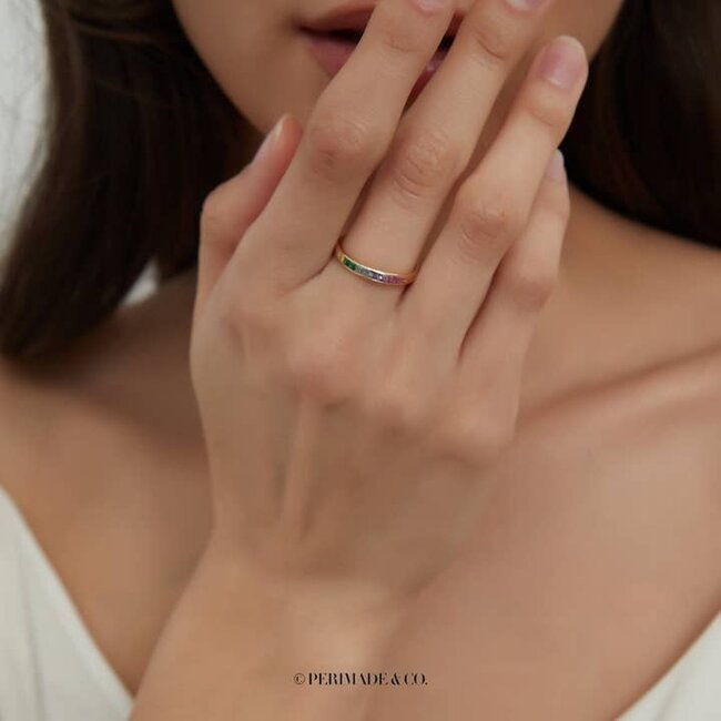 Rainbow Gemstone Ring in Gold