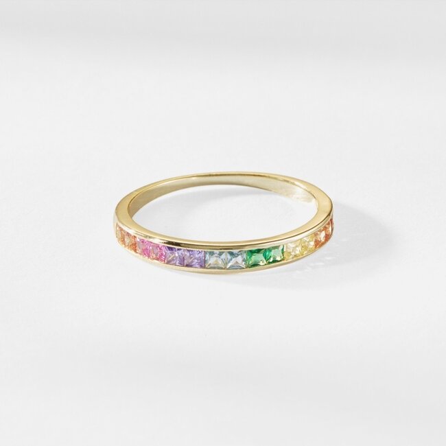 Rainbow Gemstone Ring in Gold