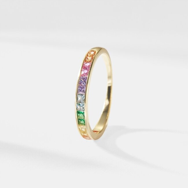 Rainbow Gemstone Ring in Gold