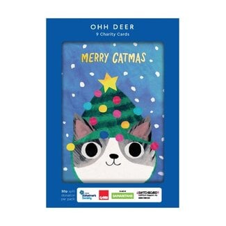 Card Pack of 9 - Merry Catmas