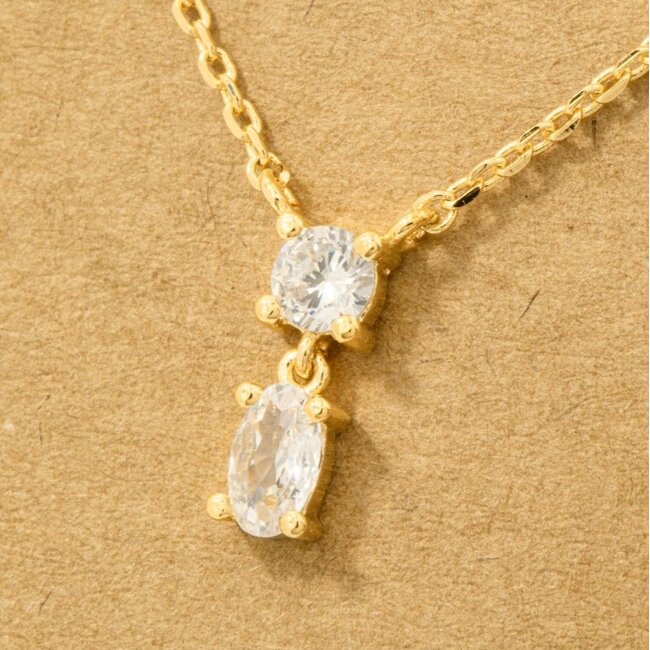 Cubic Ziroconia Circle And Oval Pendant Necklace (more colours)