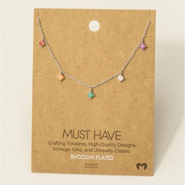 Crystal Stud Drop Necklace (more colours)