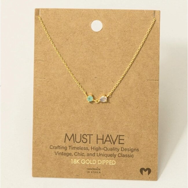 Gold Circle And Teardrop Cubic Zirconia Pendant Necklace (more colours)