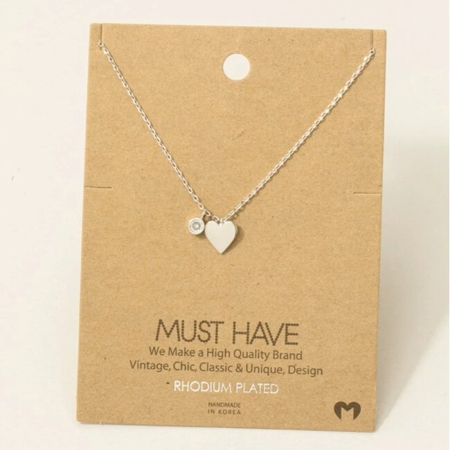 Gold Dipped Heart And Stud Charm Necklace (more colours)