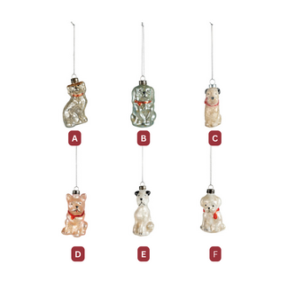Hand-Painted Mercury Glass Dogs