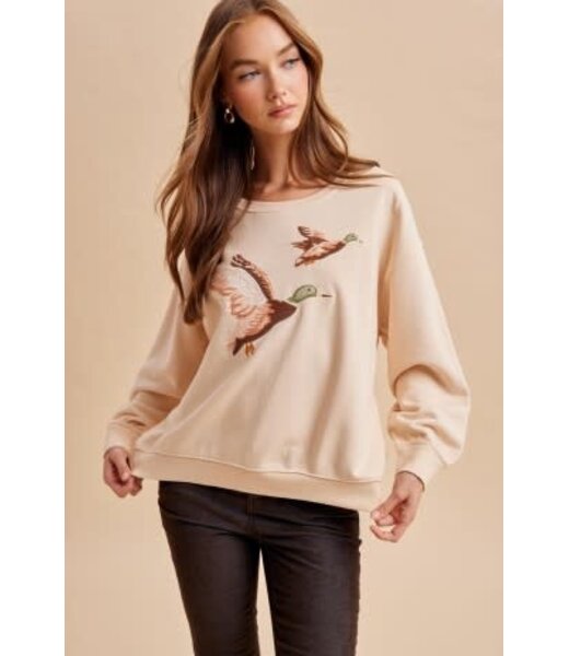 Embroidered Duck Pullover