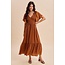 Smocked Washed Satin Midi Dress (More Colours)