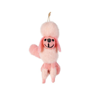Pink Wool Felt Poodle Ornament