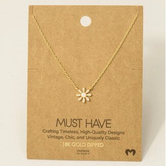 Gold Dipped Mini Opal Flower Pendant Necklace (more colours)