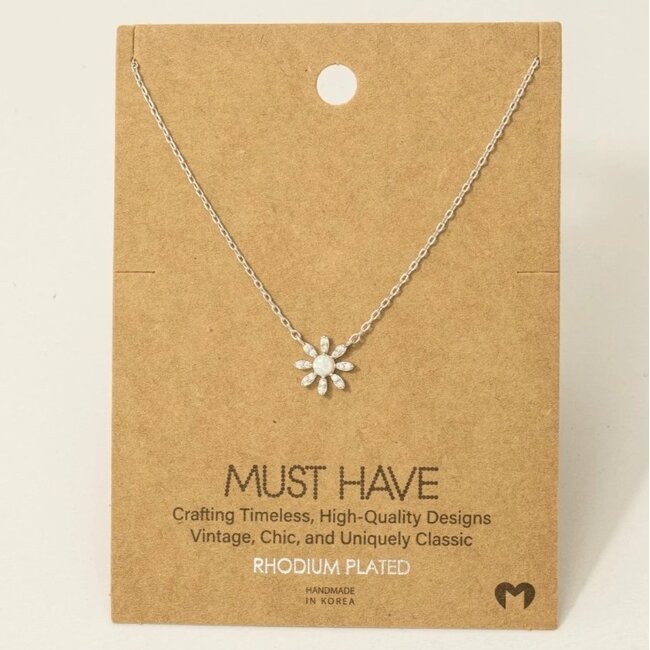 Gold Dipped Mini Opal Flower Pendant Necklace (more colours)