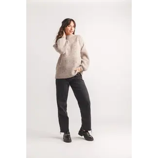 Papillon Speckled Ribbed Detail Mock Neck Sweater