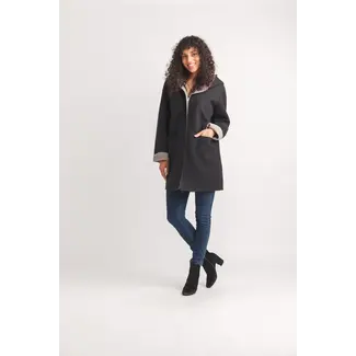 Papillon Soft Heathered Hooded Jacket With Patch Pockets