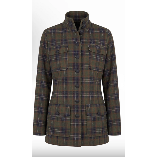 Liverpool Los Angeles Funnel Neck Field Jacket - Olive Multi Tartan Plaid