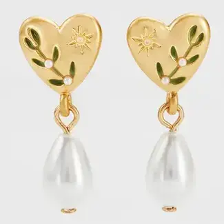 Fable England Niva Mistletoe Pearl Earrings