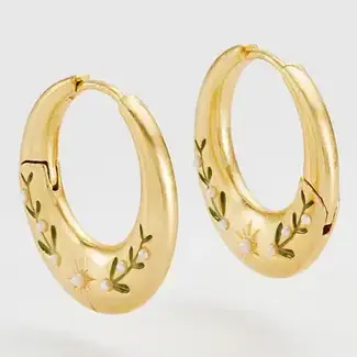 Fable England Niva Mistletoe Hoop Earrings
