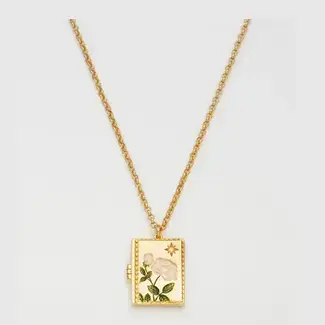 Fable England White English Rose Locket Necklace
