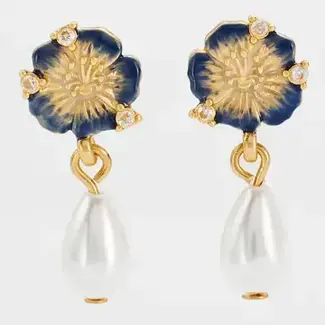 Fable England Larkspur Pearl Drop Earrings