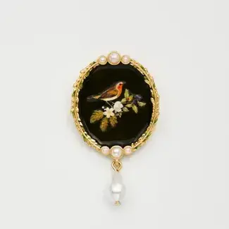 Fable England Robin Bramble Pearl Brooch