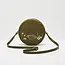 Fable England Chloe Hedgehog Embroidered Circle Bag in Khaki Suede