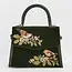 Fable England Eliza Wren Embroidered Top Handle Bag in Green Velvet