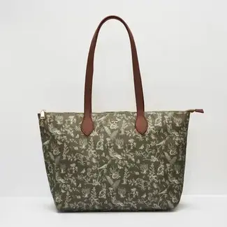Fable England Edith Orla Scene Print Tote Bag in Khaki