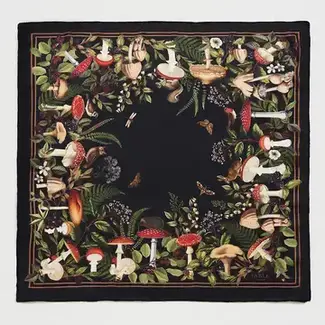 Fable England Orla Mushroom Small Square Scarf in Black