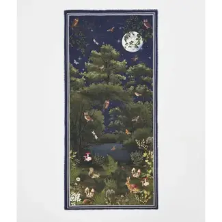 Fable England Woodland Meadow Large Rectangle Scarf in Navy