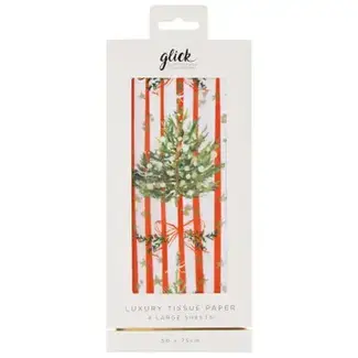Tissue - Spruce Red Stripe - 4 Sheets