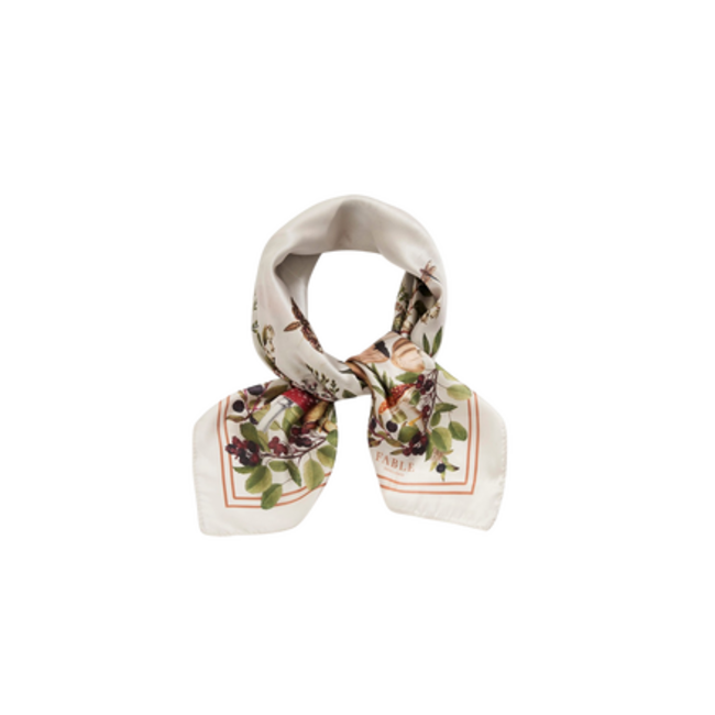 Fable England Orla Mushroom Small Square Scarf in Ivory