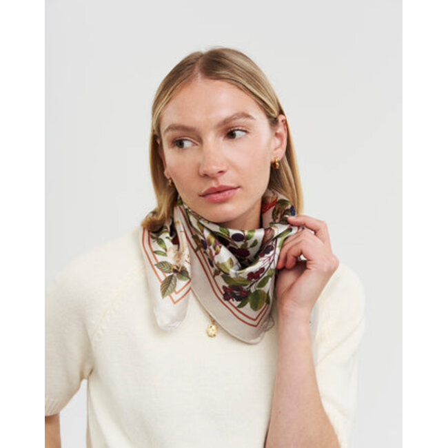 Fable England Orla Mushroom Small Square Scarf in Ivory