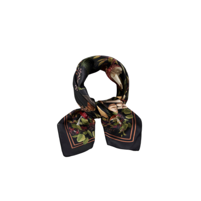Fable England Orla Mushroom Small Square Scarf in Black