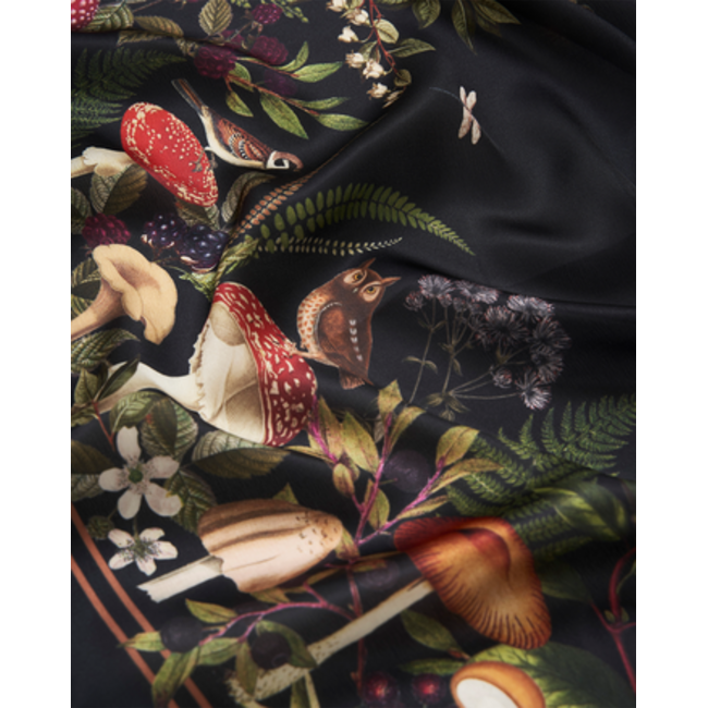 Fable England Orla Mushroom Small Square Scarf in Black