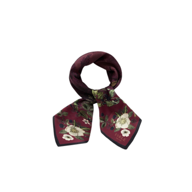 Fable England Orla Narrative Medium Square Scarf in Burgundy