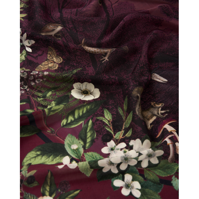 Fable England Orla Narrative Medium Square Scarf in Burgundy