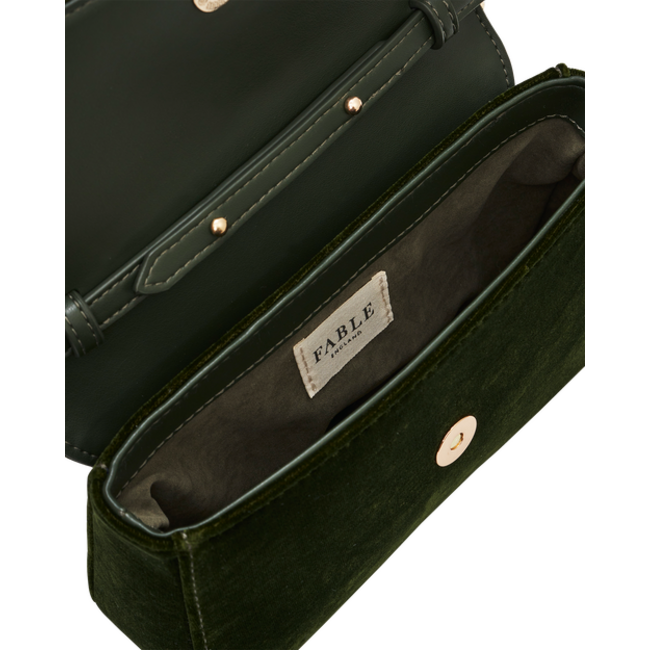 Fable England Sophia Wren Embroidered Occasion Bag in Green Velvet