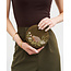 Fable England Hedgehog Embroidered Round Jewellery Box in Khaki Suedette