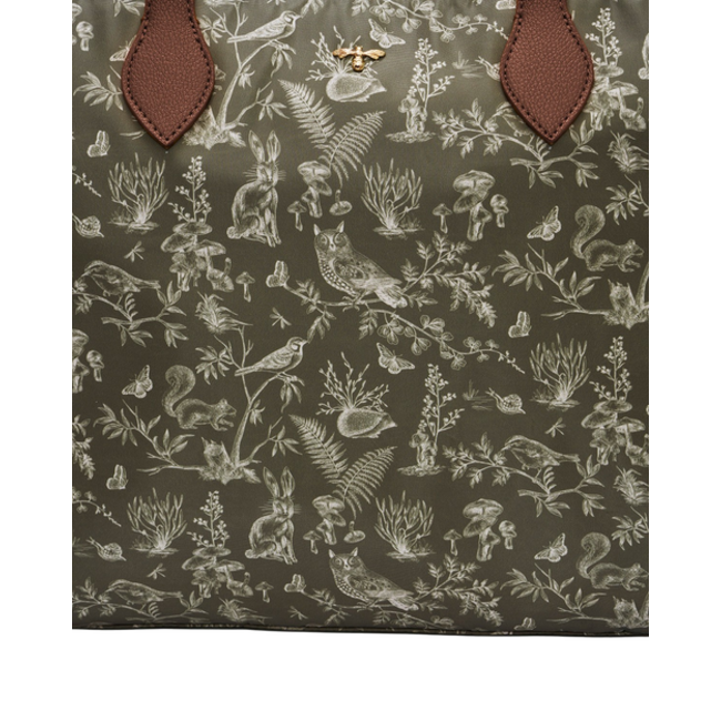 Fable England Edith Orla Scene Print Tote Bag in Khaki