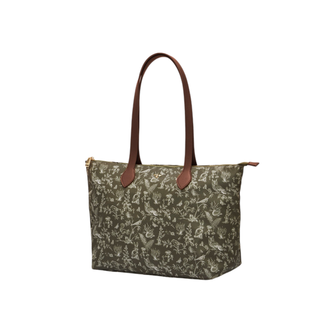 Fable England Edith Orla Scene Print Tote Bag in Khaki