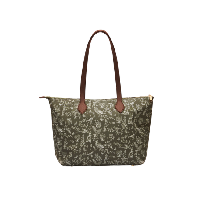 Fable England Edith Orla Scene Print Tote Bag in Khaki