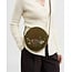 Fable England Chloe Hedgehog Embroidered Circle Bag in Khaki Suede