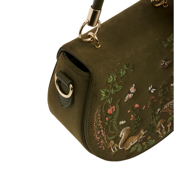 Fable England Charlotte Meadow Scene Embroidered Saddle Bag