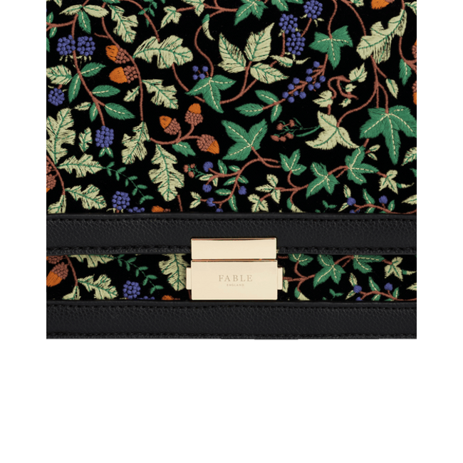 Fable England Cathy Black Embroidered Fold Over Bag
