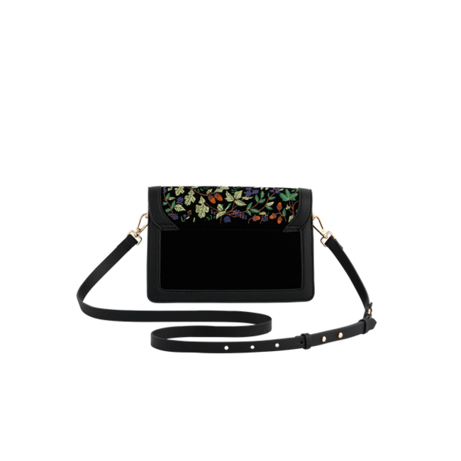 Fable England Cathy Black Embroidered Fold Over Bag