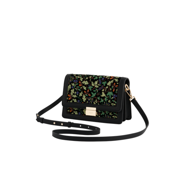 Fable England Cathy Black Embroidered Fold Over Bag