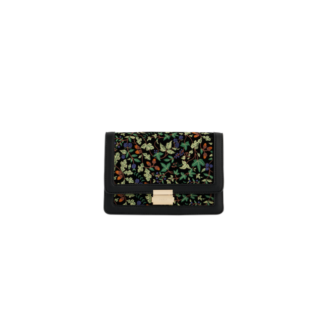 Fable England Cathy Black Embroidered Fold Over Bag