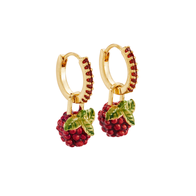 Fable England Orla Raspberry Huggie Earrings